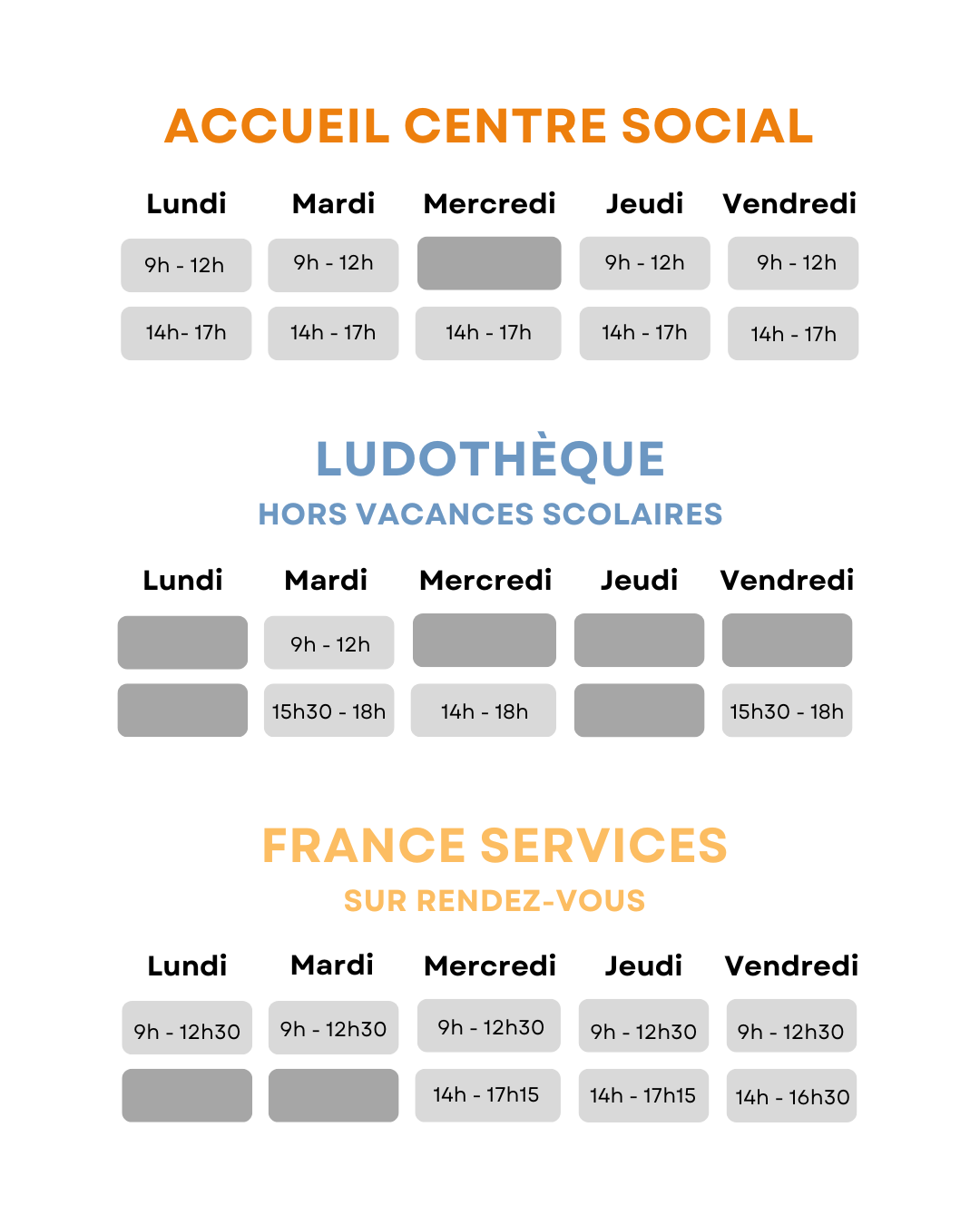 horaires Mirail Université Horaires d'ouverture du Centre Social Nord