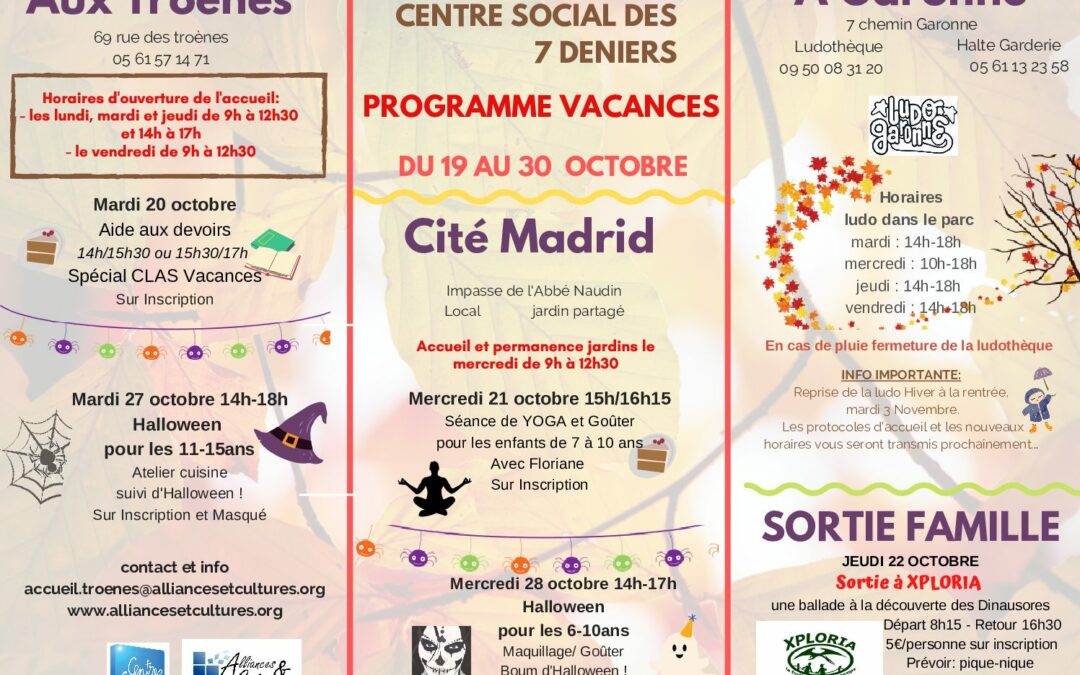 Programme vacances octobre 2020
